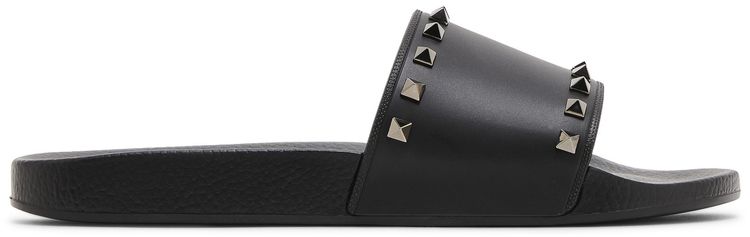 Valentino Rockstud Rubber Slider Sandal Black