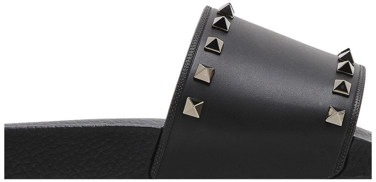 Valentino Rockstud Rubber Slider Sandal Black