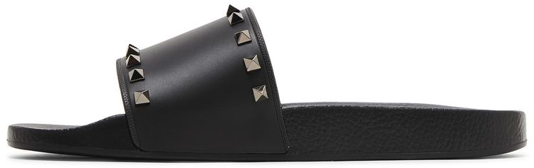 Valentino Rockstud Rubber Slider Sandal Black