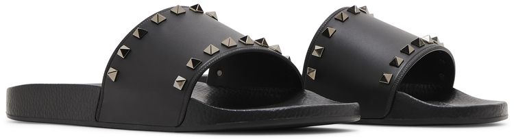 Valentino Rockstud Rubber Slider Sandal Black