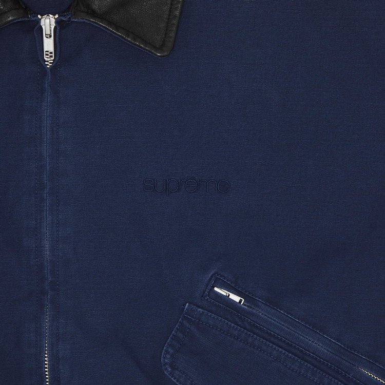 Supreme Leather Collar Utility Jacket Navy