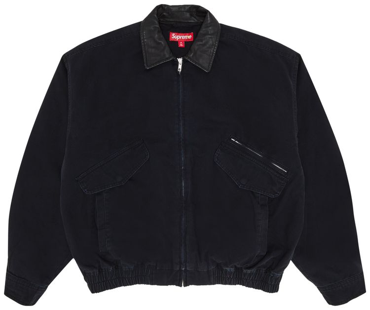 Supreme Leather Collar Utility Jacket Black