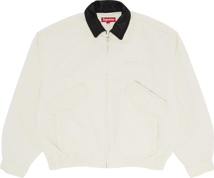 Supreme Leather Collar Utility Jacket Stone