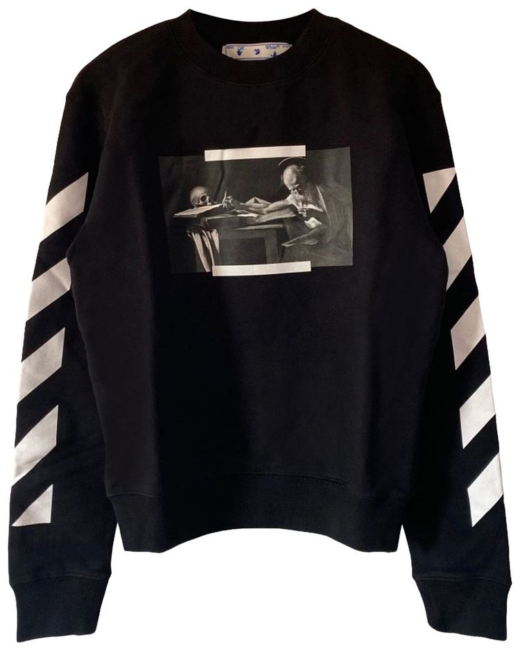 Off White Monochrome Caravaggio Diagonals Sweatshirt Black