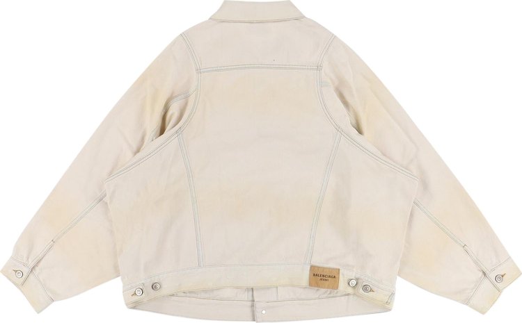 Balenciaga Bell Sleeve Aged Denim Jacket Cream