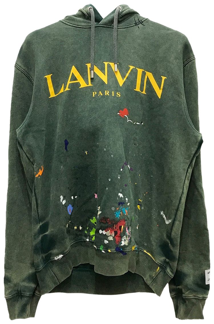 Lanvin x Gallery Dept Logo Distressed Green Cotton Hoodie Green