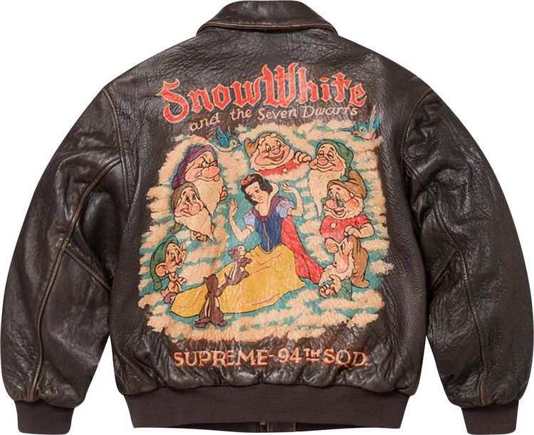 Supreme x Schott Snow White Hand Painted Leather A2 Jacket Brown