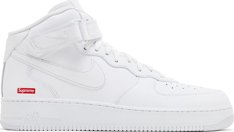 Supreme x Air Force 1 Mid Box Logo   Triple White