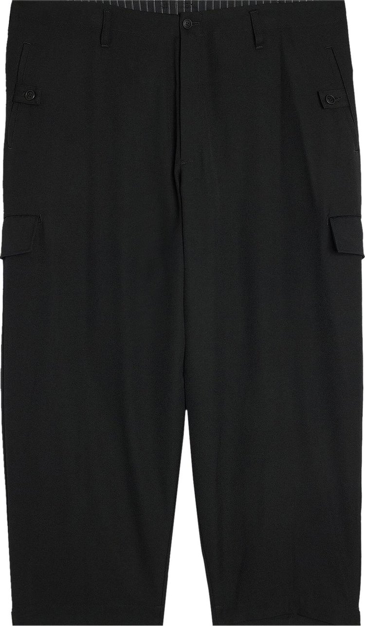 Yohji Yamamoto Pour Homme Wool Gabardine Tab Wide Pant Black