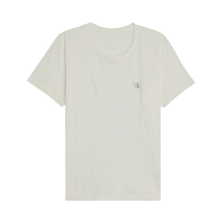 Ys Logo Embroidery Patch Border Stripe T Shirt White