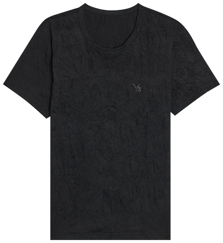 Ys Logo Embroidery Patch Border Stripe T Shirt Black