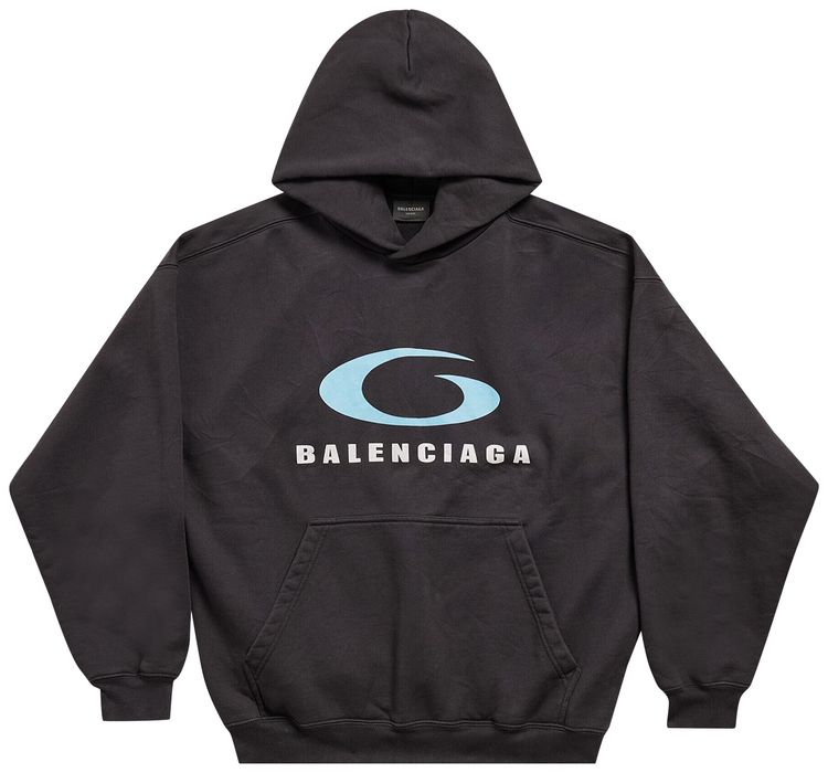 Balenciaga Medium Fit Hoodie Washed BlackBlue