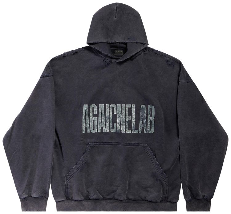 Balenciaga Large Fit Hoodie Washed BlackAnthracite