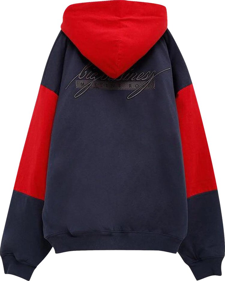 Martine Rose Quilted Zip Up Hoodie Navy Blue