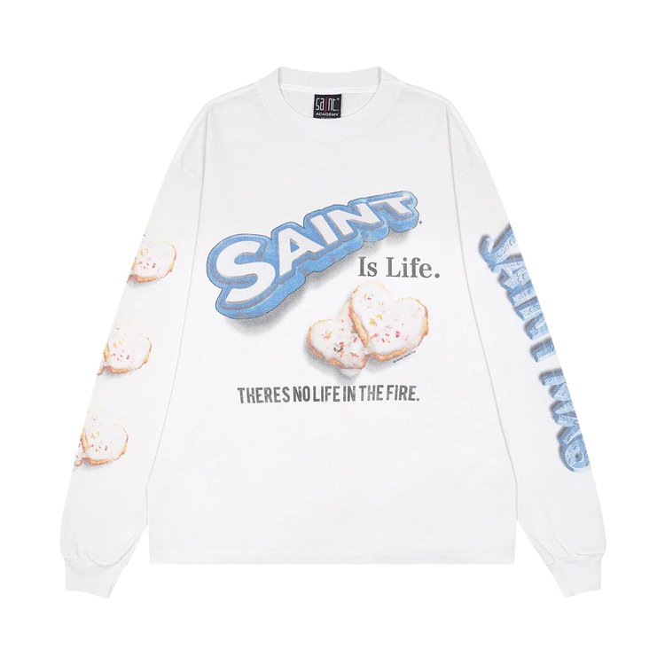 SAINT Mxxxxxx Heart Cake Long Sleeve Tee White