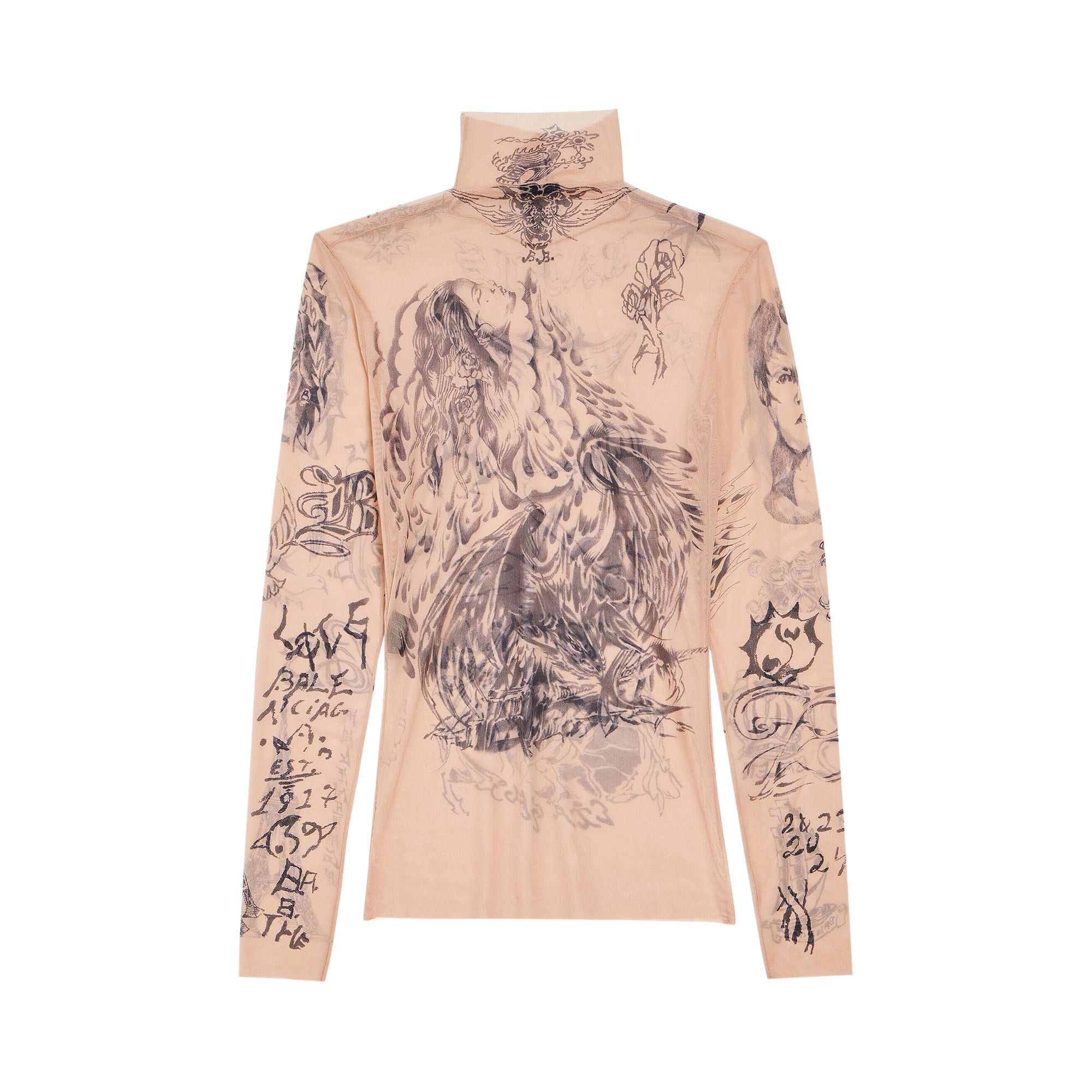 Tシャツ・カットソー BALENCIAGA Women Tops 792843 4E1B5 9500 Beige Buy Balenciaga Tatoo Long-Sleeve Top 'Light Beige' - 792843