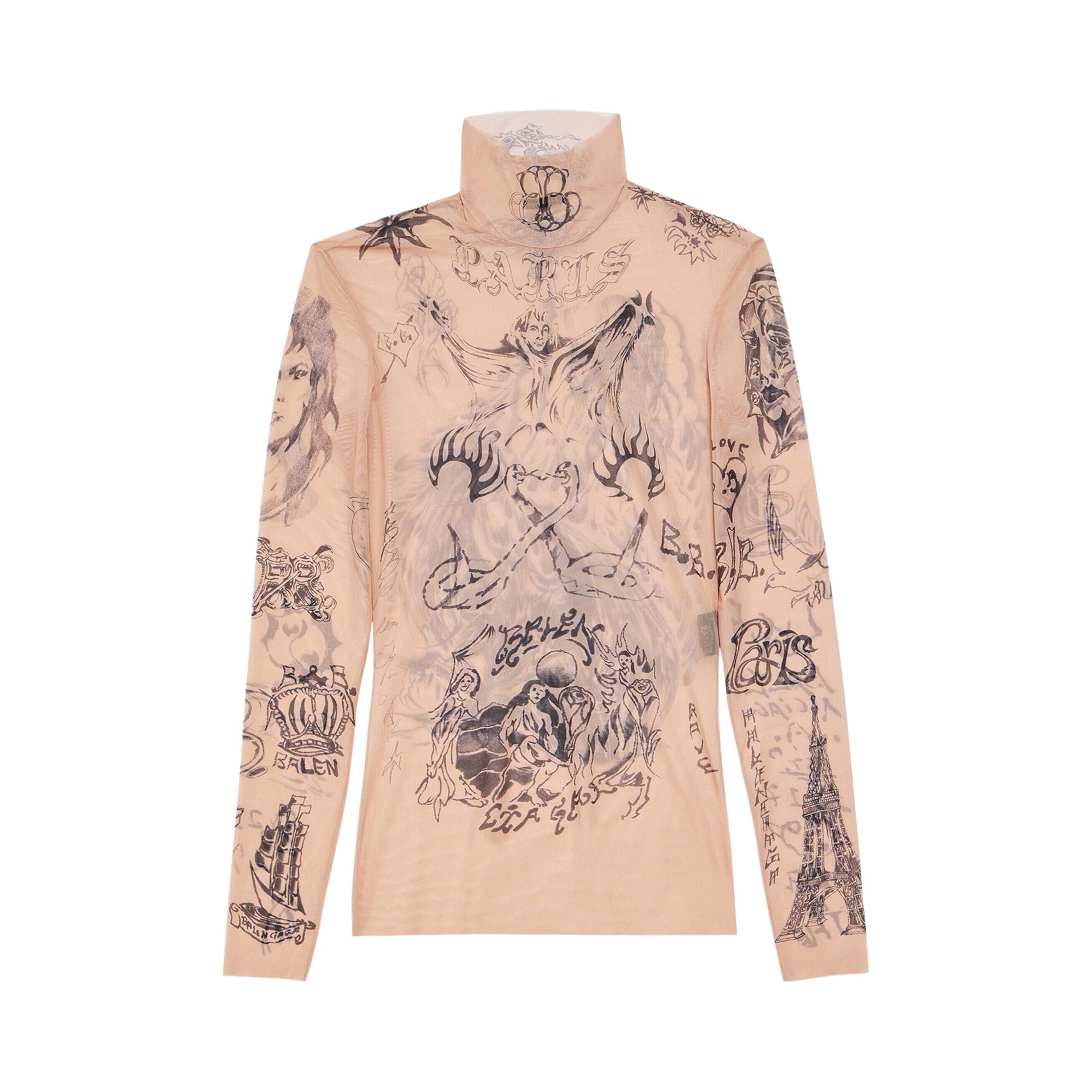 Tシャツ・カットソー BALENCIAGA Women Tops 792843 4E1B5 9500 Beige Buy Balenciaga Tatoo Long-Sleeve Top 'Light Beige' - 792843