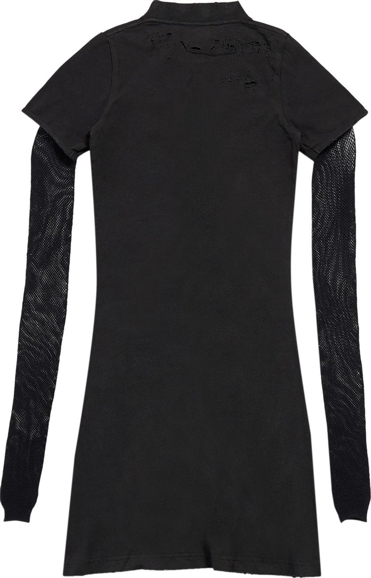 Balenciaga Mesh Sleeve Dress Faded BlackWhite