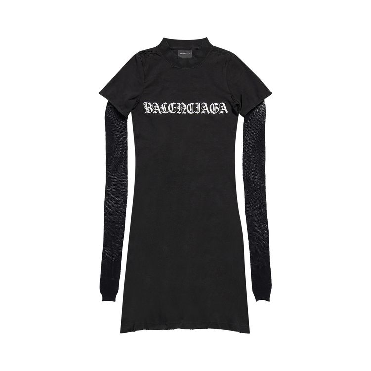 Buy Balenciaga Mesh Sleeve Dress 'Faded Black/White' - 791539 TQVJ5 1569 |  GOAT
