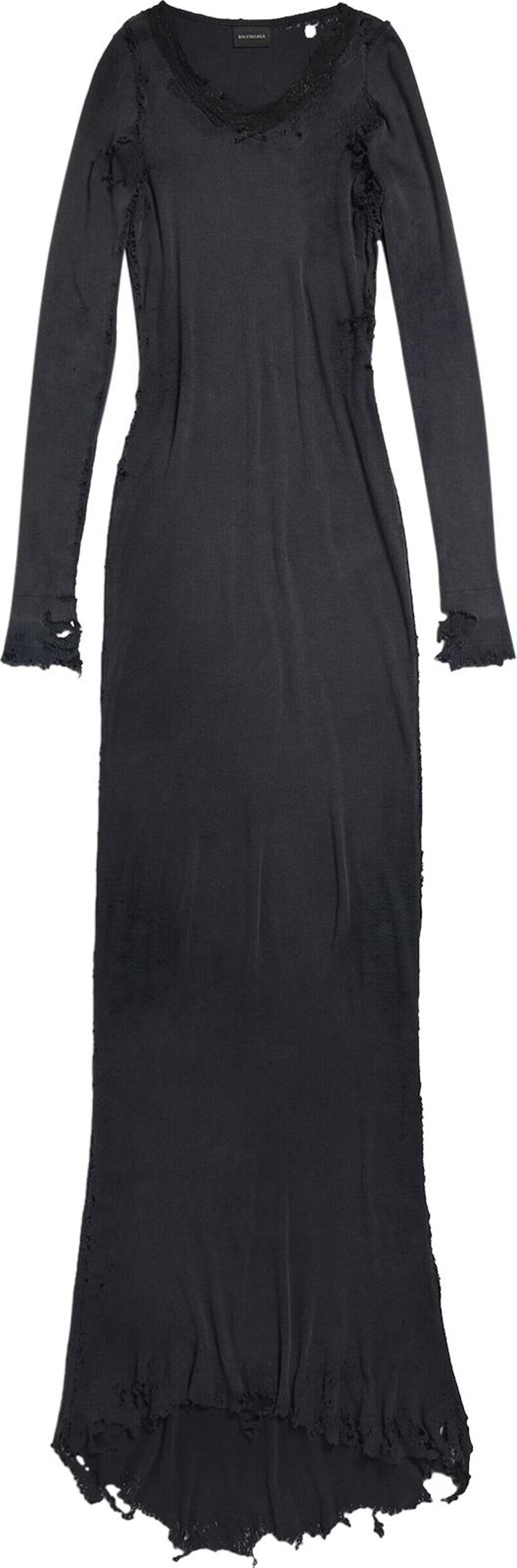 Balenciaga Long Sleeve Lingery Maxi Dress Washed Black