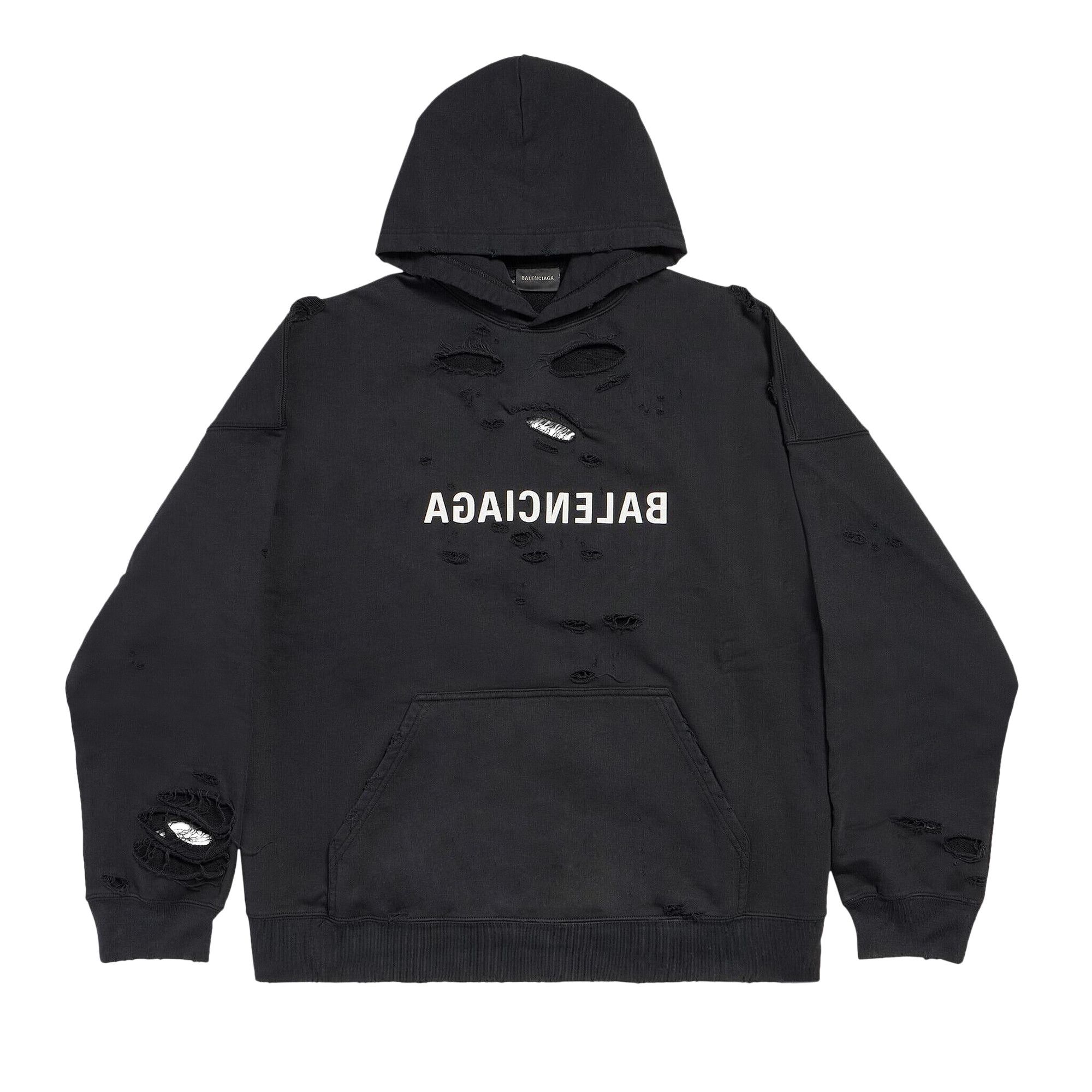 BALENCIAGA｜HOODIES/SWEATS (675003 TQVP1 1569) Buy Balenciaga Wide Fit Hoodie 'Faded Black/White' - 675003