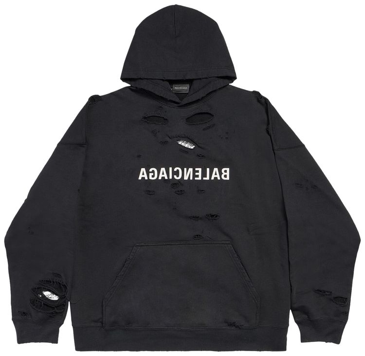 Balenciaga Wide Fit Hoodie Faded BlackWhite