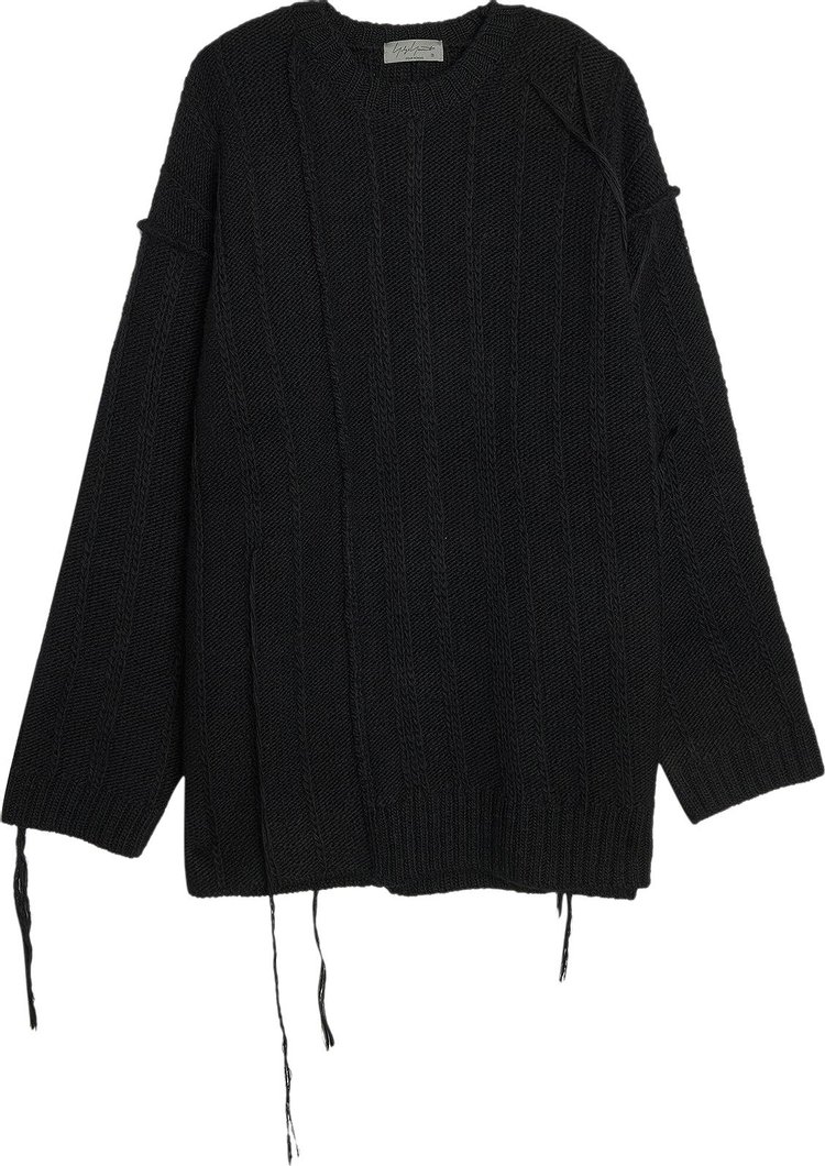 Yohji Yamamoto Pour Homme Stripe String Switching Round Neck Black