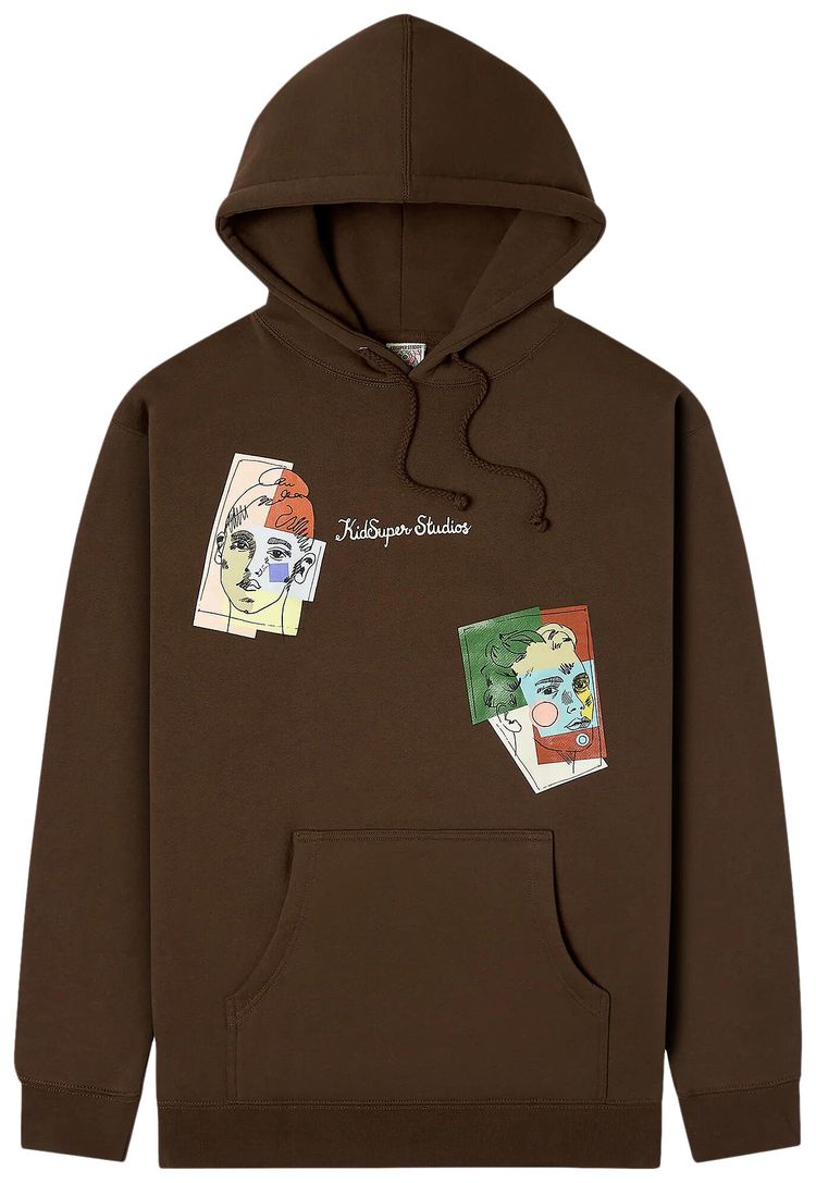 KidSuper Sketched faces Hoodie Brown