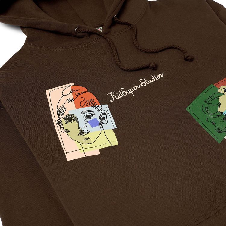 KidSuper Sketched faces Hoodie Brown