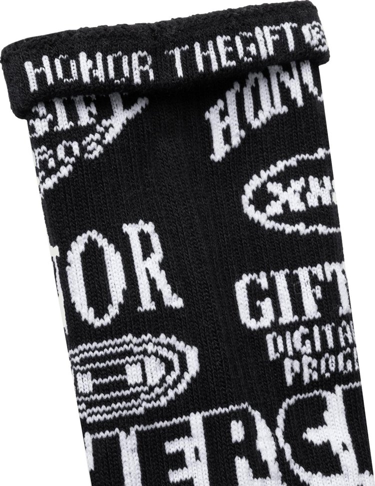 Honor The Gift Mixed Graphic Ribbed Sock Black