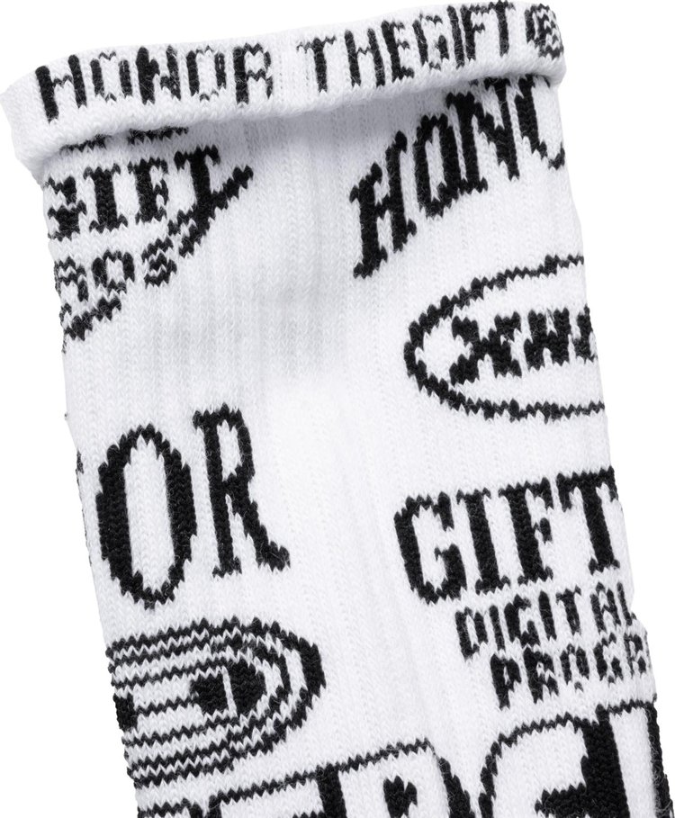 Honor The Gift Mixed Graphic Ribbed Sock White