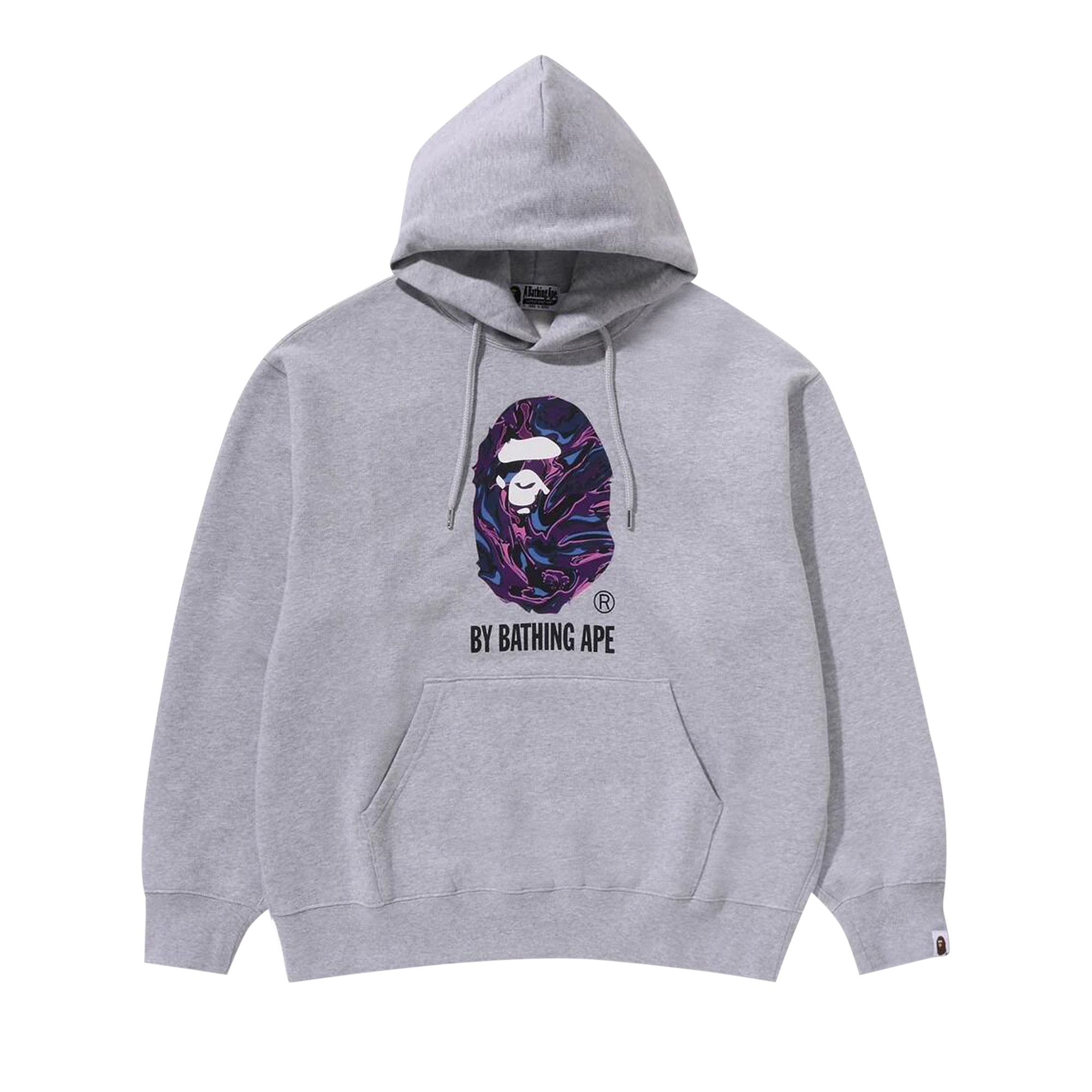 Size l BAPE Marbling Camo By Bathing Ape Relaxed Fit Pullover Hoodie Grey