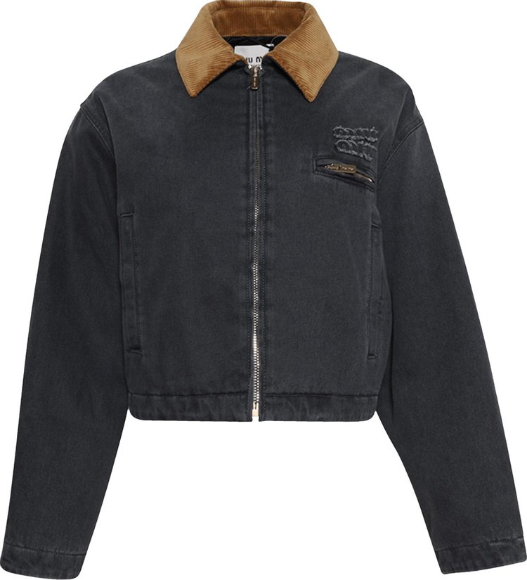 Miu Miu Crop Trucker Jacket Grey