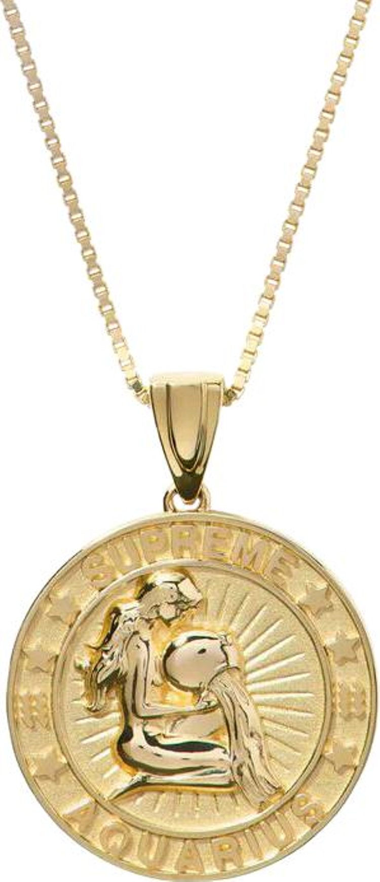 Supreme x JacobCo 14K Gold Zodiac Pendant Gold   Aquarius