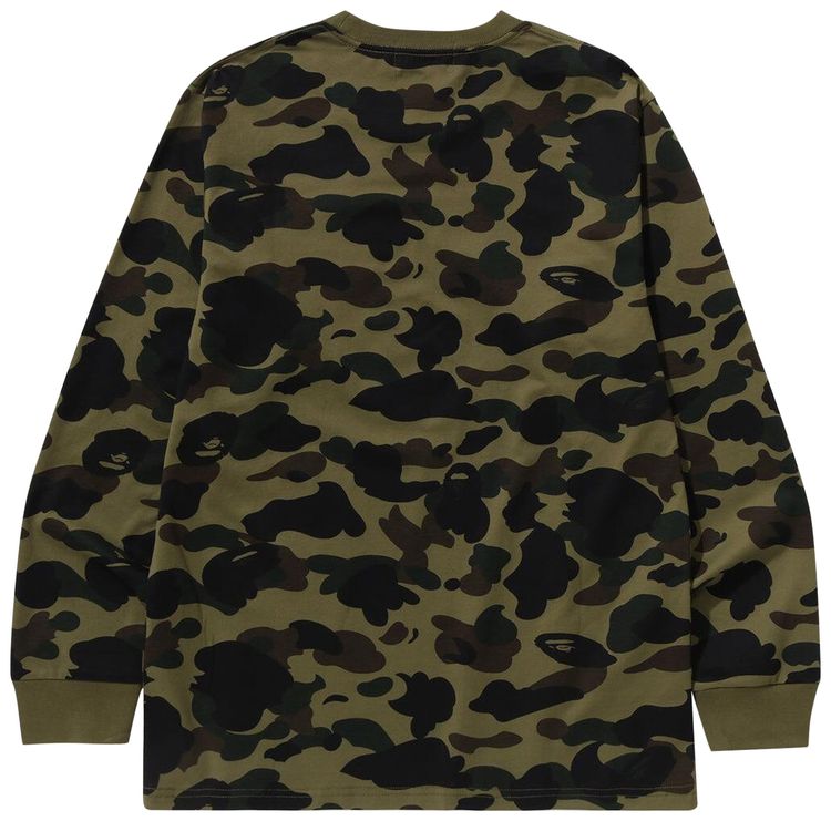 BAPE 1st Camo College Long Sleeve Tee Green