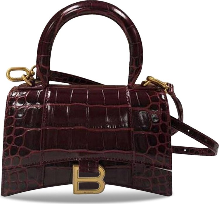 Balenciaga Hourglass XS Top Handle Bag Dark Red