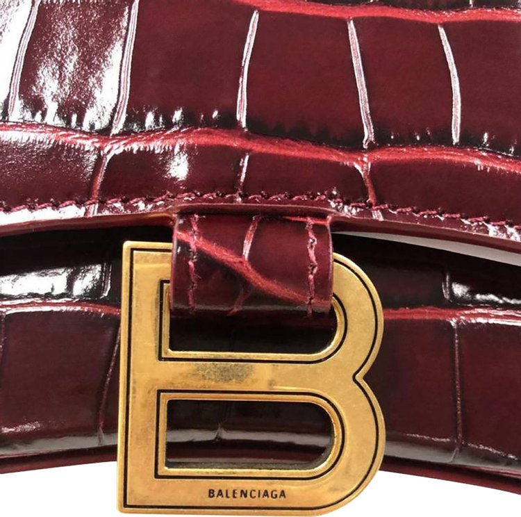 Balenciaga Hourglass XS Top Handle Bag Dark Red