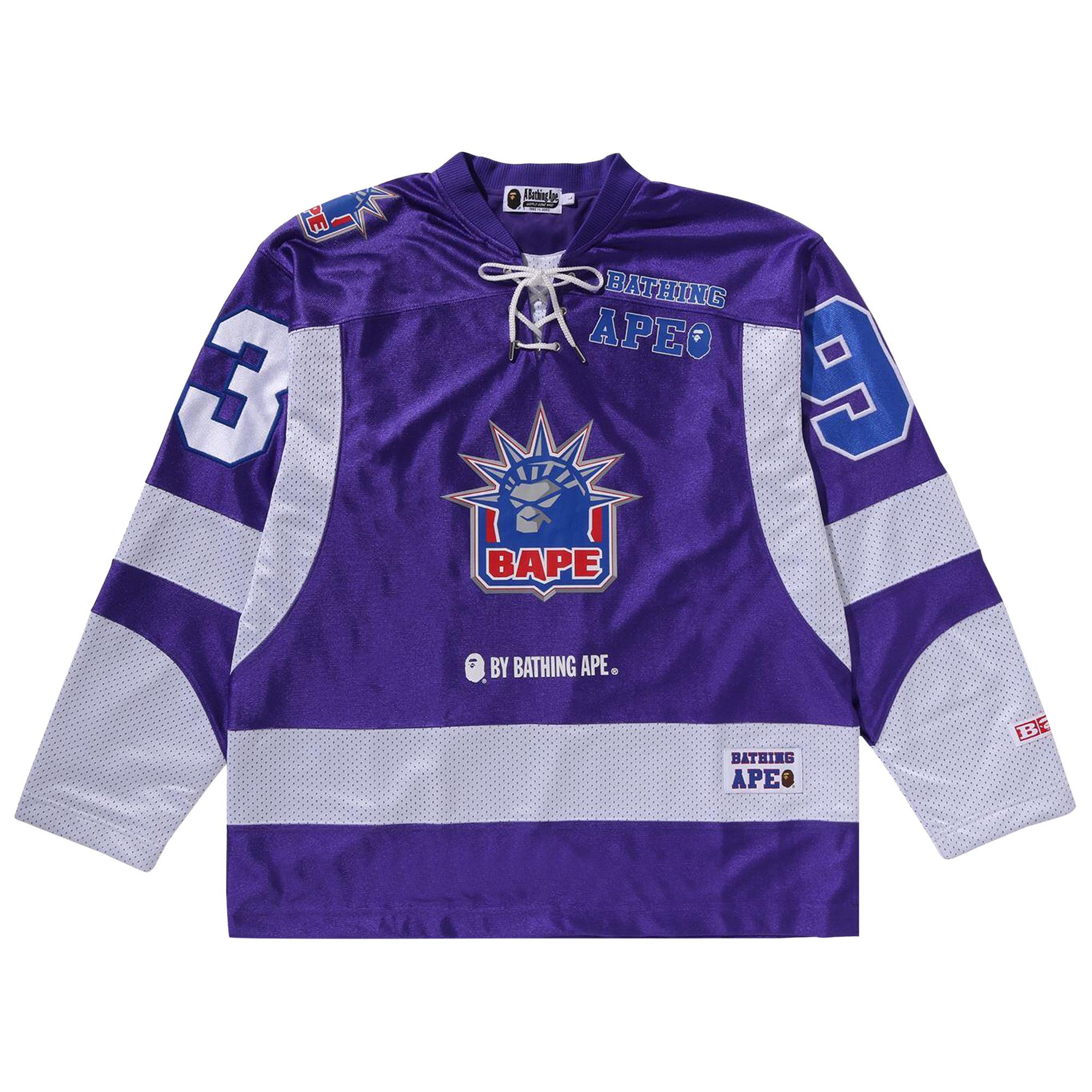 Buy BAPE Multi Logo Relaxed Fit Long Sleeve Ice Hockey Jersey Purple 1K80 111 304 PURPLE GOAT CA
