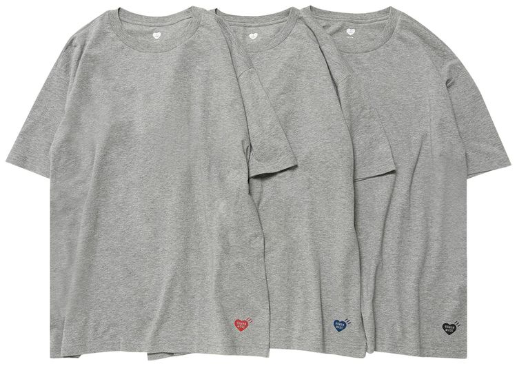 Human Made T Shirt 3 Pack Grey