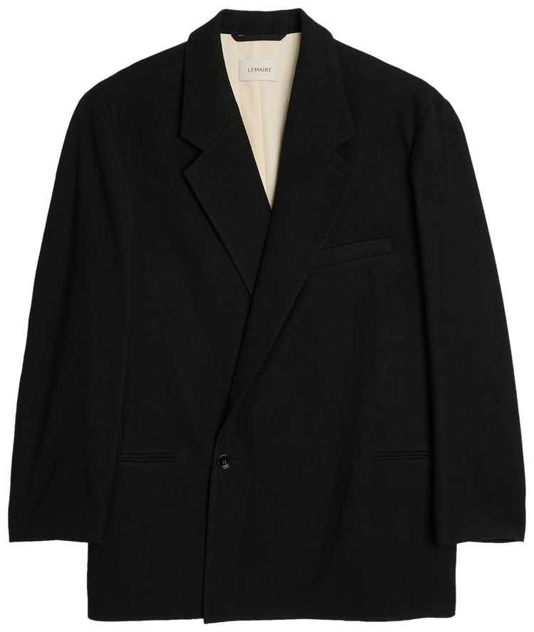 Lemaire Short Maxi Double Breasted Coat Black