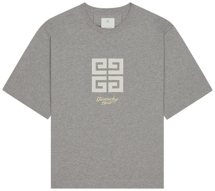 Givenchy 4G Embroidered Crewneck T Shirt Light Grey Melange