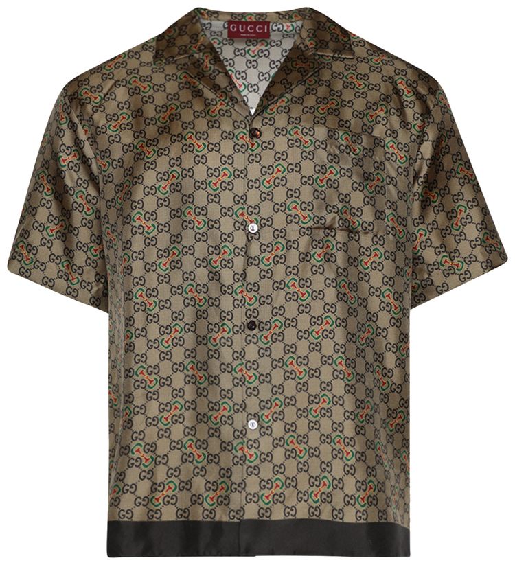 Gucci Monogram Vacation Shirt GreenGold