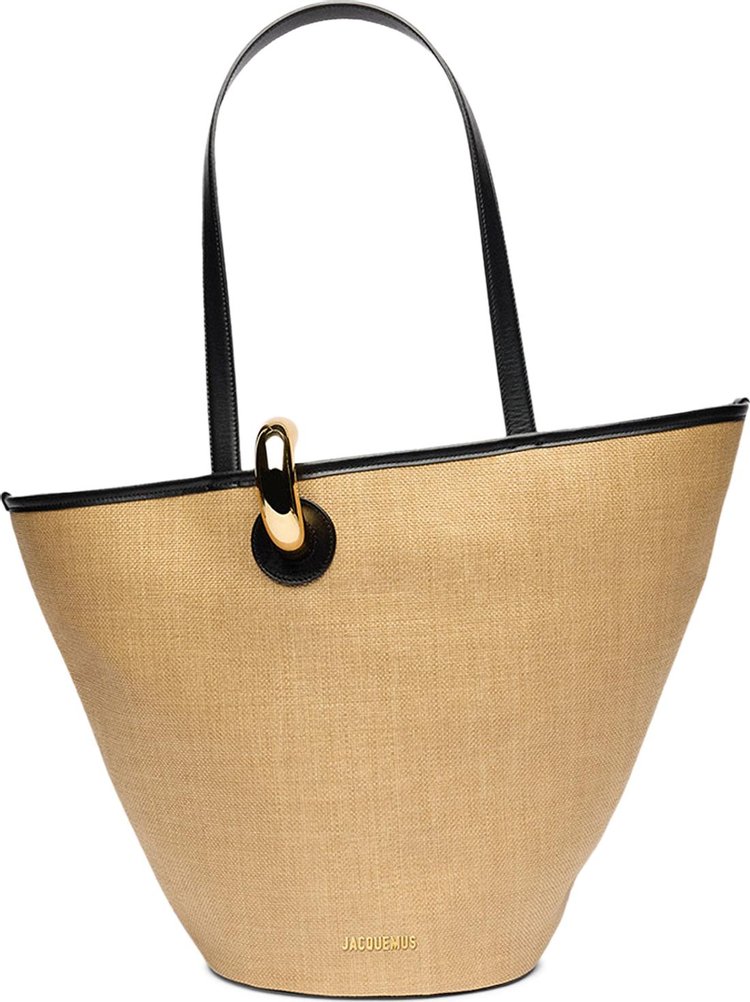 Jacquemus Le Bambola Asymmetric Bucket Bag IvoryBlack