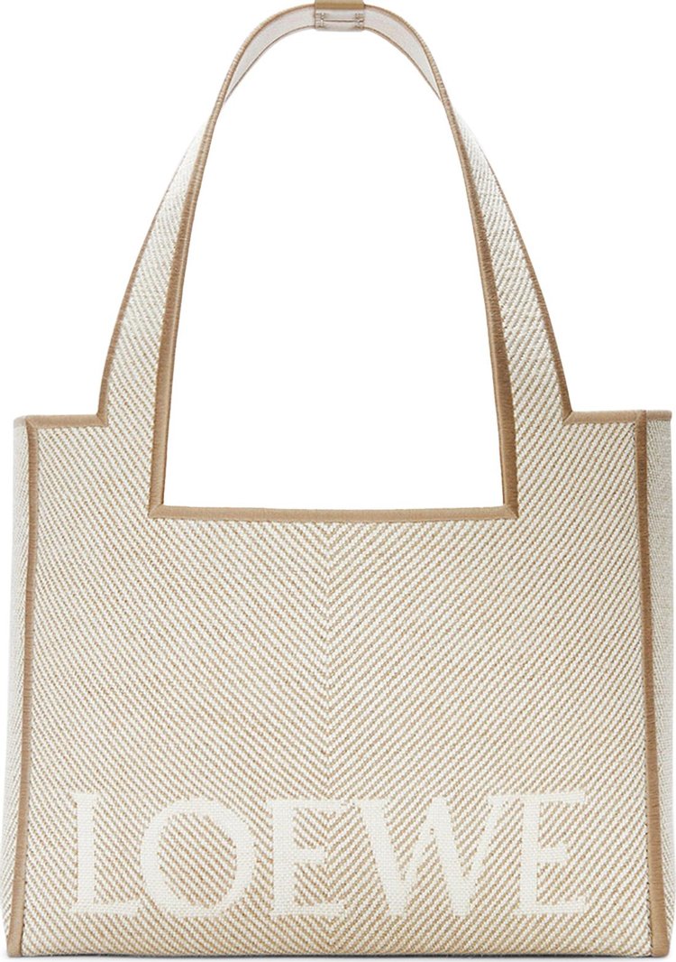 Loewe Font Large Canvas Tote Bag Ecru