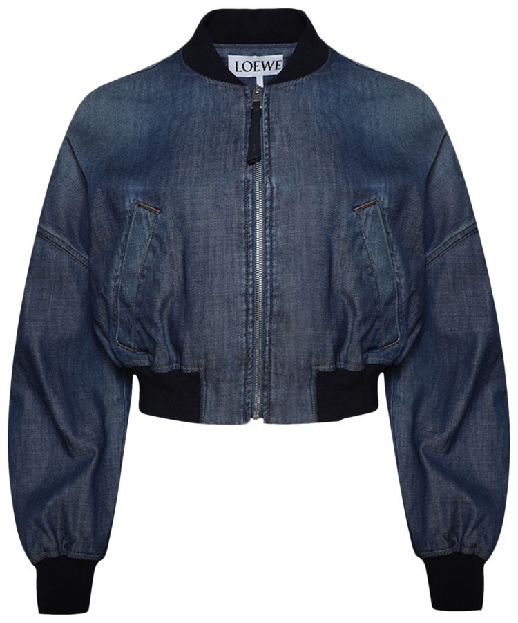 Loewe Denim Bomber Jacket Washed Blue