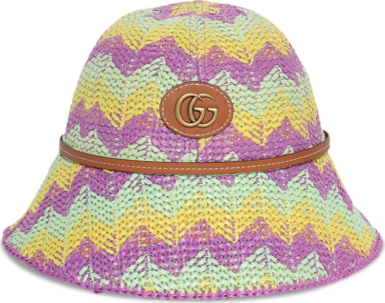 Gucci Chevron Straw Effect Cloche Multicolor