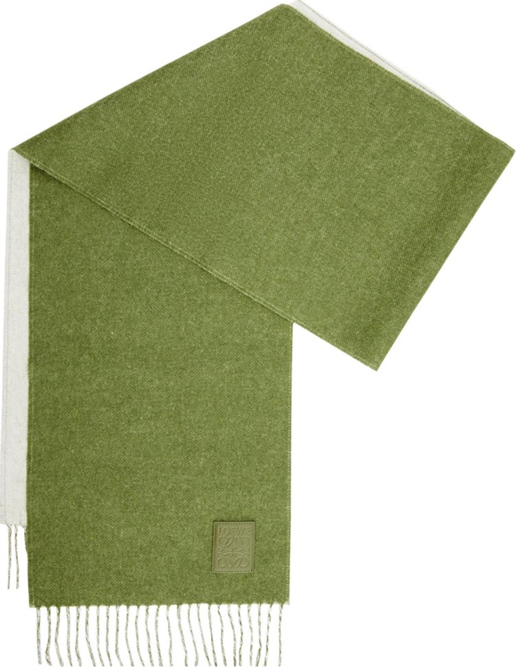 Loewe Logo Scarf Khaki GreenEcru