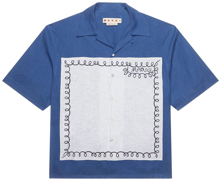 Marni Organic Poplin Bowling Shirt Mazarine Blue