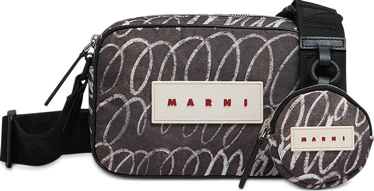 Marni Logo Patch Shoulder Bag Black