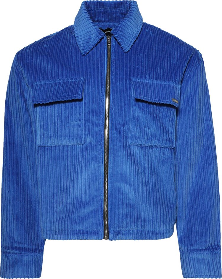 Nahmias Corduroy Long Sleeve Boxy Zip Jacket Azul